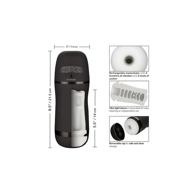 Calexotics Optimum Power Pulsar Stroker masturbateur vibrant à aspiration violet, étanche avec manchon amovible
