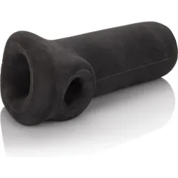 Masturbador masculino Calexotics Slammer en TPR negro, 11 cm largo, 5 cm diámetro, textura suave.