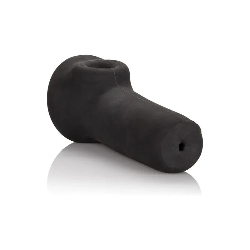 Masturbador masculino Calexotics Slammer en TPR negro, 11 cm largo, 5 cm diámetro, textura suave.
