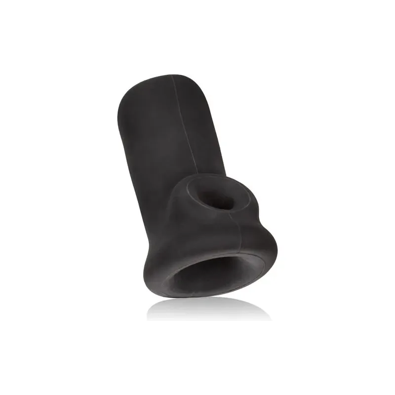 Masturbador masculino Calexotics Slammer en TPR negro, 11 cm largo, 5 cm diámetro, textura suave.