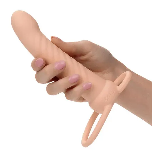 CALEXOTICS ribbed double penetrator in flesh silicone with 10 vibration modes