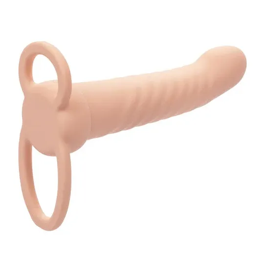 Doppio penetratore nervato CALEXOTICS in silicone color carne con 10 vibrazioni