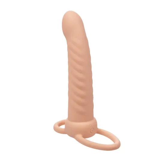 CALEXOTICS ribbed double penetrator in flesh silicone with 10 vibration modes