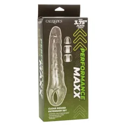 Extenseur de pénis transparent réglable MAXX Calexotics tête ultra-douce 9,5 cm et butées ajustables.