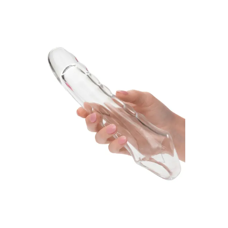 Extenseur de pénis transparent réglable MAXX Calexotics tête ultra-douce 9,5 cm et butées ajustables.