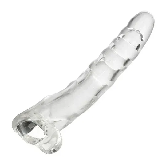 Extenseur de pénis transparent réglable MAXX Calexotics tête ultra-douce 9,5 cm et butées ajustables.