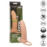 Doppio penetratore spesso Calexotics Maxx Thick colore pelle con 10 modalità di vibrazione e anello scrotale