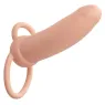 Doppelpenetrator dick Calexotics Maxx Thick in Hautfarbe mit 10 Vibrationsmodi und Hodensackring