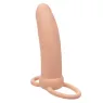 Doppelpenetrator dick Calexotics Maxx Thick in Hautfarbe mit 10 Vibrationsmodi und Hodensackring
