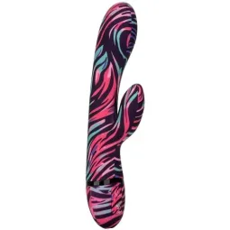 Vibrateur double baguette CalExotics Naughty Bits Ménage à Moi en silicone noir, stimulation double simultanée clitoridienne et 