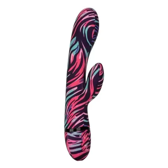 Vibrateur double baguette CalExotics Naughty Bits Ménage à Moi en silicone noir, stimulation double simultanée clitoridienne et 