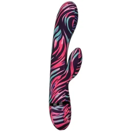 Vibrateur double baguette CalExotics Naughty Bits Ménage à Moi en silicone noir, stimulation double simultanée clitoridienne et 