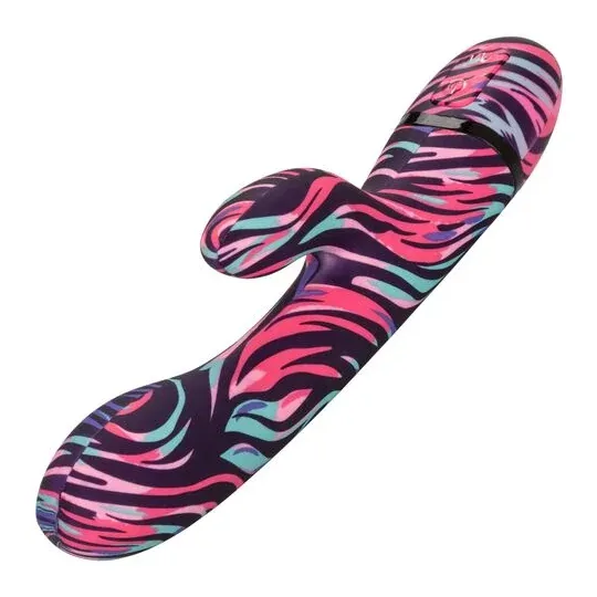 Vibrateur double baguette CalExotics Naughty Bits Ménage à Moi en silicone noir, stimulation double simultanée clitoridienne et 