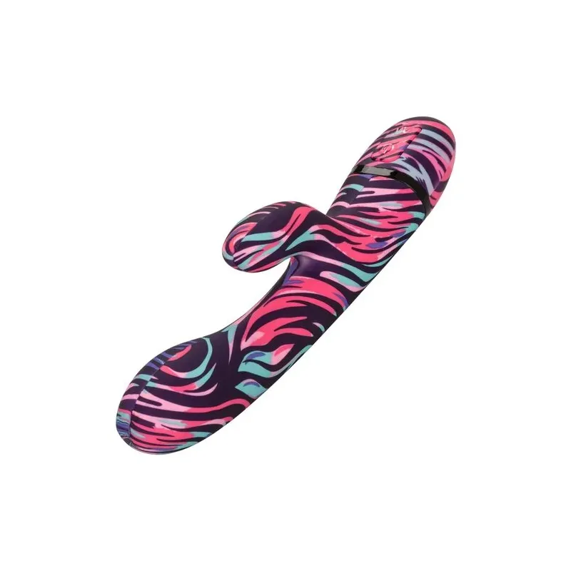 Vibrateur double baguette CalExotics Naughty Bits Ménage à Moi en silicone noir, stimulation double simultanée clitoridienne et 
