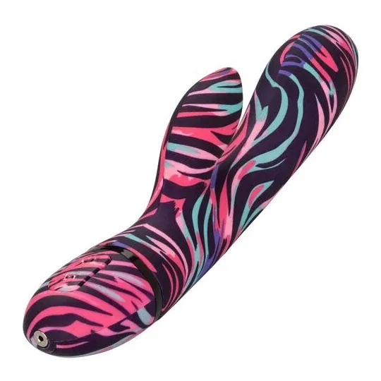 Vibrateur double baguette CalExotics Naughty Bits Ménage à Moi en silicone noir, stimulation double simultanée clitoridienne et 