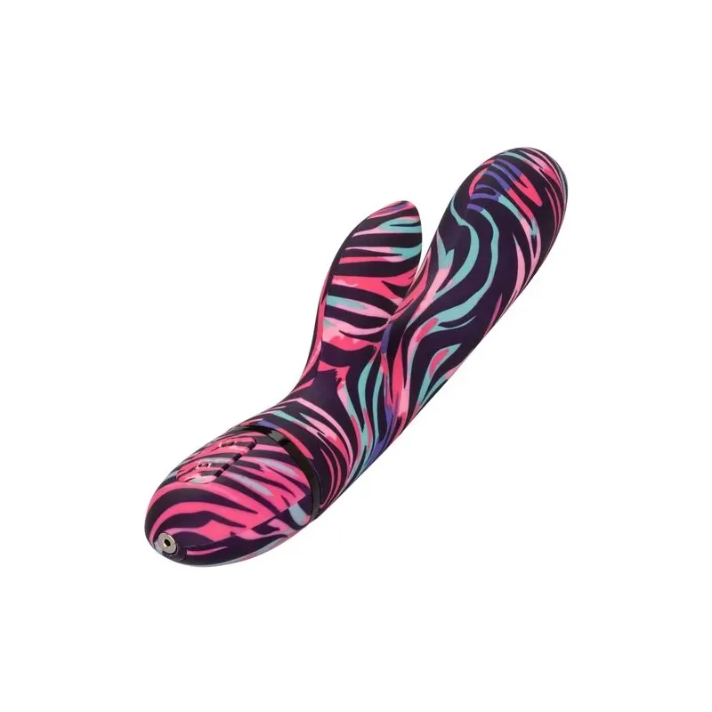 Vibrateur double baguette CalExotics Naughty Bits Ménage à Moi en silicone noir, stimulation double simultanée clitoridienne et 