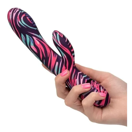 Vibrateur double baguette CalExotics Naughty Bits Ménage à Moi en silicone noir, stimulation double simultanée clitoridienne et 