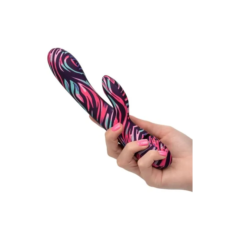 Vibrateur double baguette CalExotics Naughty Bits Ménage à Moi en silicone noir, stimulation double simultanée clitoridienne et 