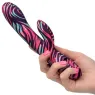 Vibrateur double baguette CalExotics Naughty Bits Ménage à Moi en silicone noir, stimulation double simultanée clitoridienne et 