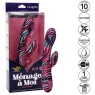 Vibrateur double baguette CalExotics Naughty Bits Ménage à Moi en silicone noir, stimulation double simultanée clitoridienne et 