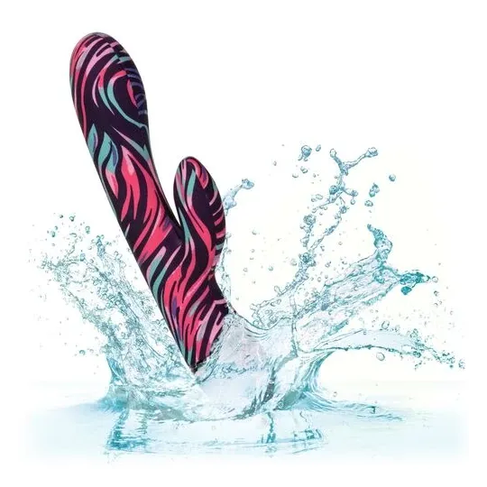 Vibrateur double baguette CalExotics Naughty Bits Ménage à Moi en silicone noir, stimulation double simultanée clitoridienne et 