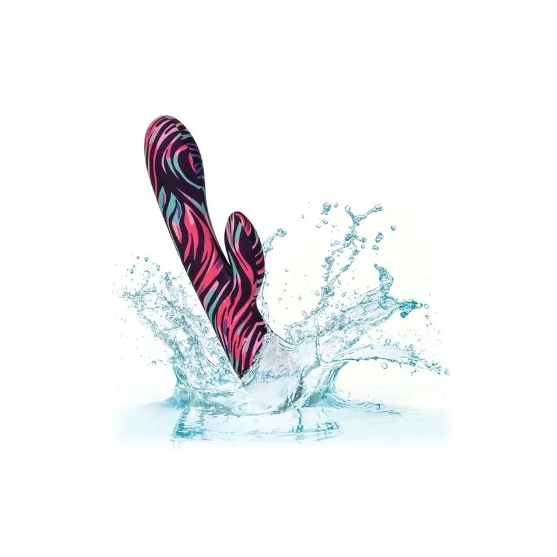 Vibrateur double baguette CalExotics Naughty Bits Ménage à Moi en silicone noir, stimulation double simultanée clitoridienne et 