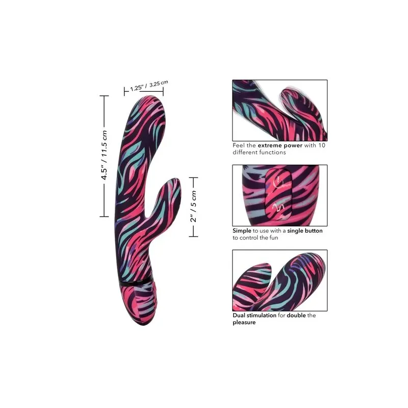 Vibrateur double baguette CalExotics Naughty Bits Ménage à Moi en silicone noir, stimulation double simultanée clitoridienne et 