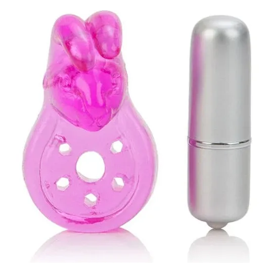 Calexotics Micro Vibe Arouser Lapin Penisring Vibrator rosa aus TPR mit Klitorisstimulator Hase