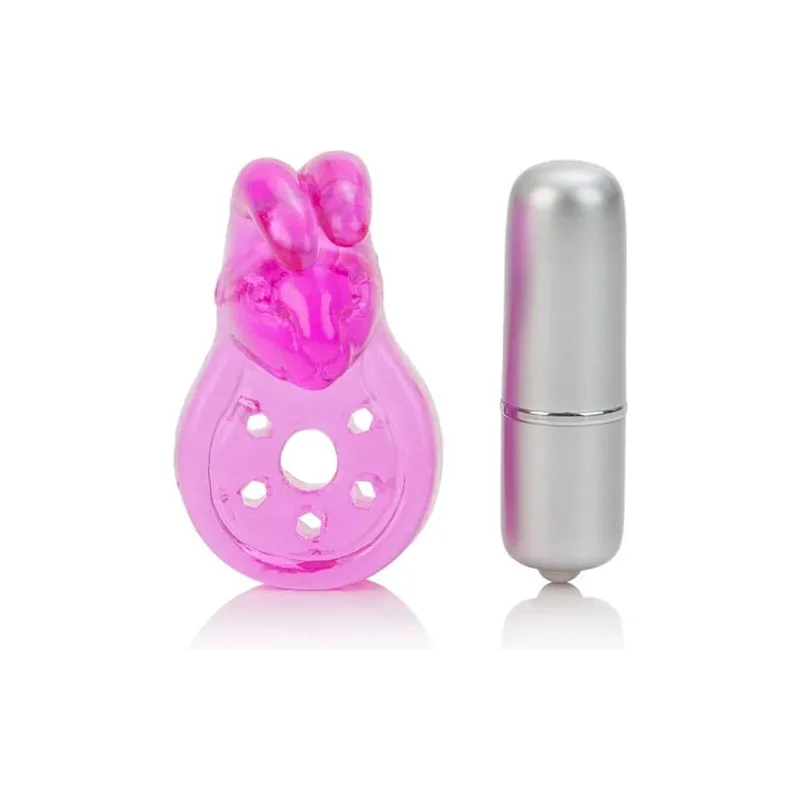 Calexotics Micro Vibe Arouser Lapin Penisring Vibrator rosa aus TPR mit Klitorisstimulator Hase