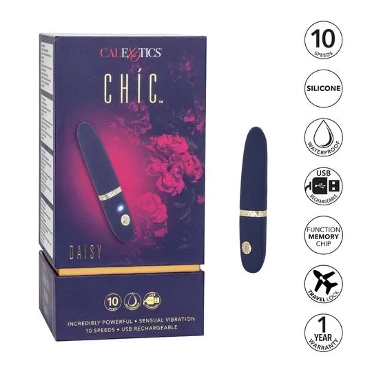 Mini masseur rechargeable Calexotics en silicone avec 10 modes de vibration, design compact