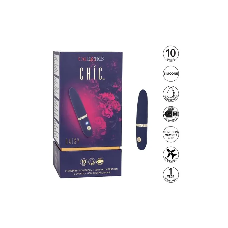 Mini masseur rechargeable Calexotics en silicone avec 10 modes de vibration, design compact