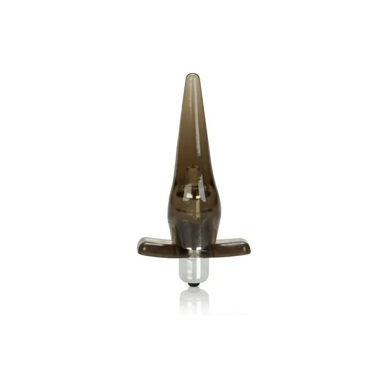 Mini plug anale vibrante Calexotics in TPR nero con vibratore rimovibile, impermeabile.