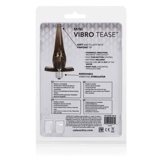 Mini plug anal vibrante Calexotics en TPR negro con vibrador extraíble, impermeable.