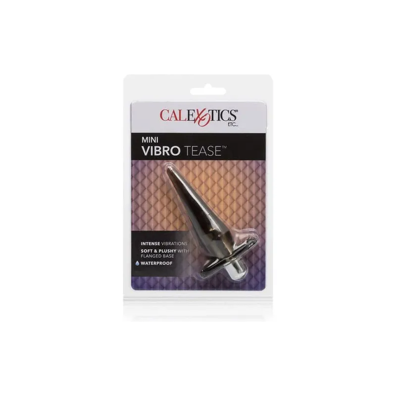 Mini plug anal vibrante Calexotics en TPR negro con vibrador extraíble, impermeable.