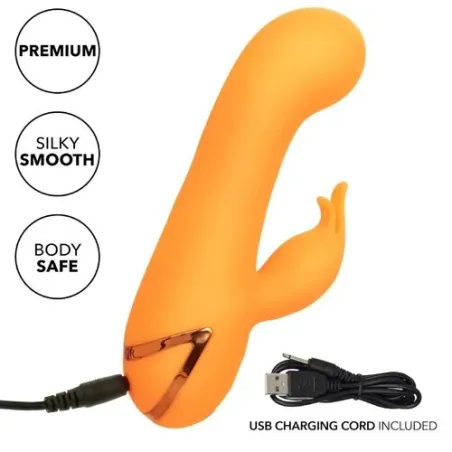 Vibratore coniglio gonfiabile arancione CalExotics – doppio stimolatore in silicone ricaricabile