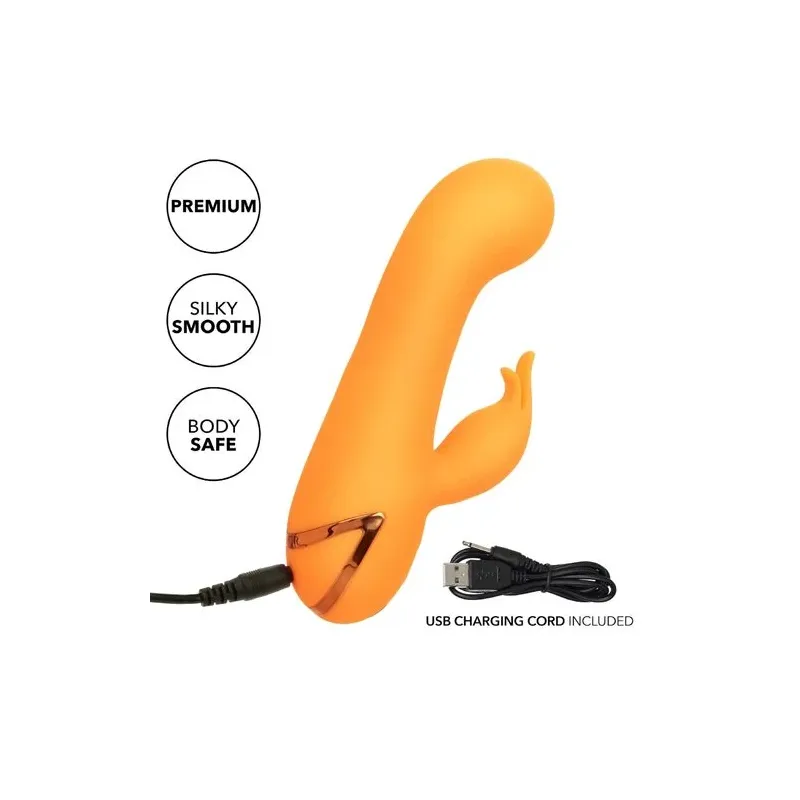Vibrateur lapin gonflable orange CalExotics – double stimulateur en silicone rechargeable