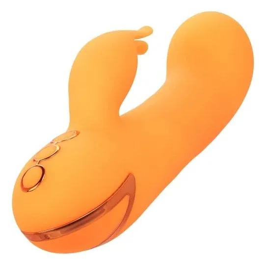 Inflatable rabbit vibrator orange CalExotics – dual silicone stimulator rechargeable