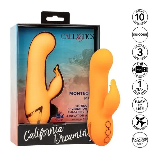 Vibrador conejo inflable naranja CalExotics – doble estimulador de silicona recargable