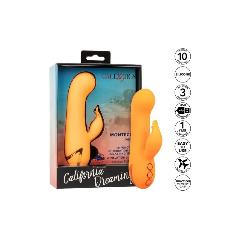 Vibrateur lapin gonflable orange CalExotics – double stimulateur en silicone rechargeable