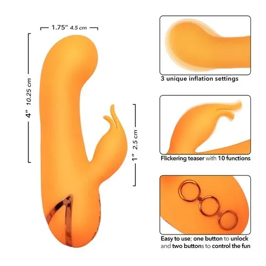 Vibratore coniglio gonfiabile arancione CalExotics – doppio stimolatore in silicone ricaricabile