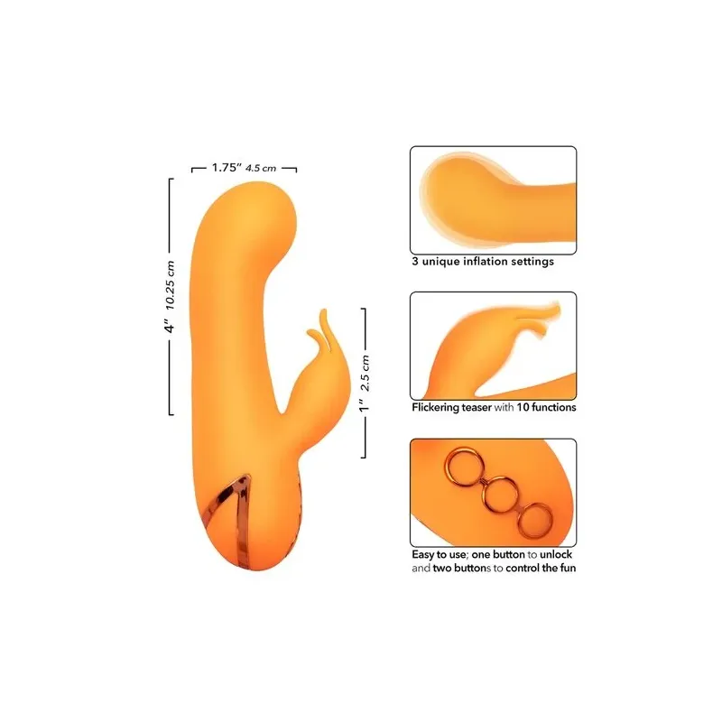 Vibrateur lapin gonflable orange CalExotics – double stimulateur en silicone rechargeable