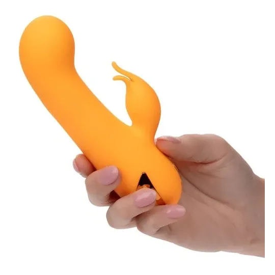 Aufblasbarer Rabbit-Vibrator orange CalExotics – Doppelstimulator aus Silikon, wiederaufladbar