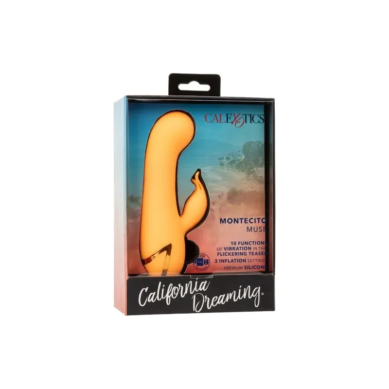 Aufblasbarer Rabbit-Vibrator orange CalExotics – Doppelstimulator aus Silikon, wiederaufladbar