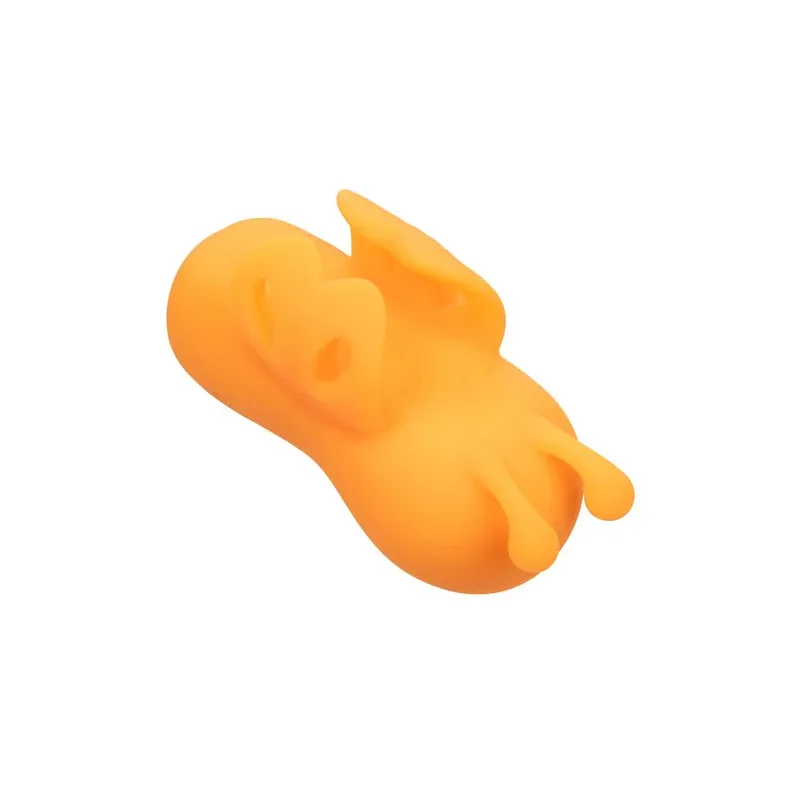 Stimulateur de doigts Calexotics Buzzing Vibe orange avec 10 modes vibrants et antennes incurvées en silicone doux.