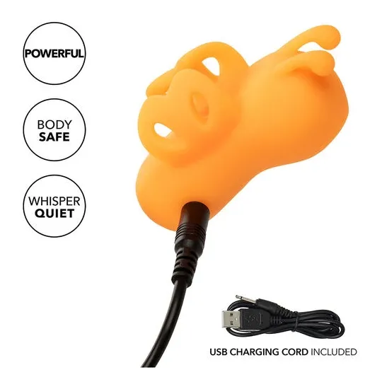 Stimolatore per dita Calexotics Buzzing Vibe arancione con 10 modalità di vibrazione e antenne curve in silicone.