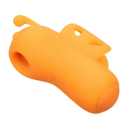 Stimolatore per dita Calexotics Buzzing Vibe arancione con 10 modalità di vibrazione e antenne curve in silicone.