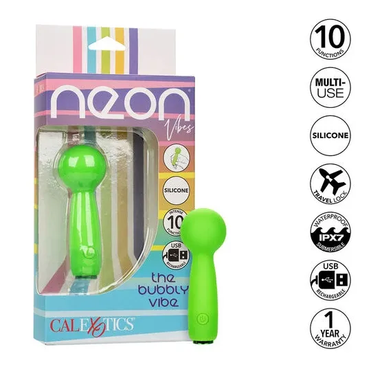 Mini masseur vibrant Calexotics Neon Vibes The Bubbly Vibe vert avec 10 modes de vibrations