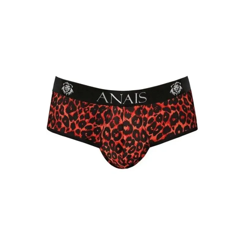 Herren Slip mit offenem Po ANAIS MEN JOCK aus roter Mikrofaser mit Tribal-Print - Größe XL