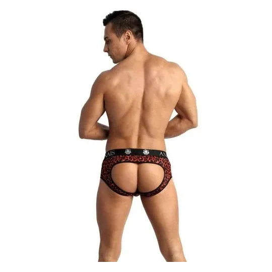 Herren Slip mit offenem Po ANAIS MEN JOCK aus roter Mikrofaser mit Tribal-Print - Größe XL