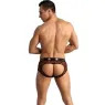 Slip da bagno uomo aperto sul retro ANAIS MEN JOCK in microfibra rossa con stampa tribale - taglia XL